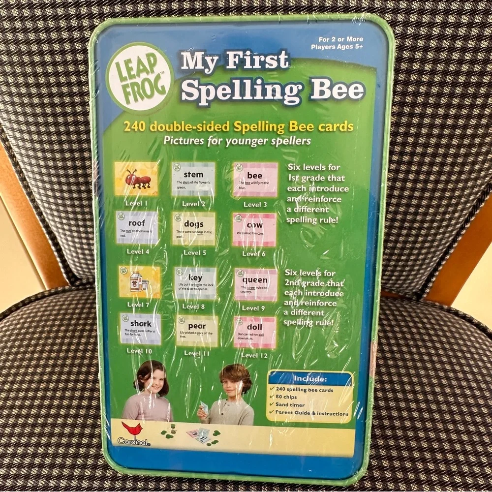 LeapFrog My First Spelling Bee Game 240 Spelling Bee Cards in Metal Container